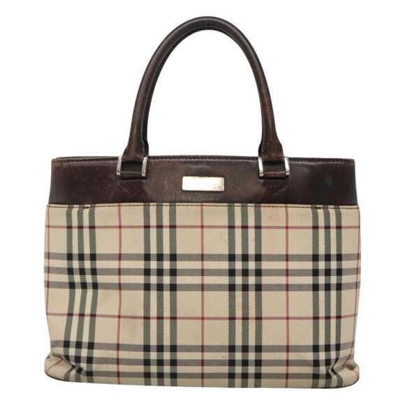 BURBERRY Nova Check Hand Bag Canvas Beige Auth - Picture 2 of 16